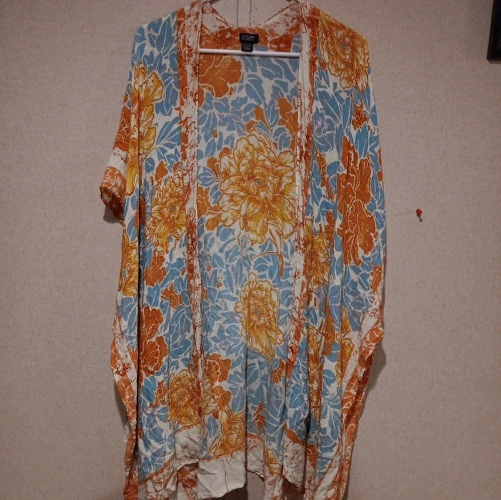 Rafe Accesorio Orange and Blue Boxy Short Sleeve Tunic - Picture 3 of 4